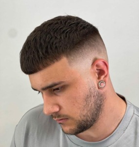 Ceasar cut with fade
