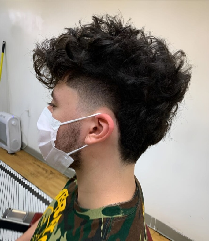 Medium Curly Taper Asian Men Hairstyle