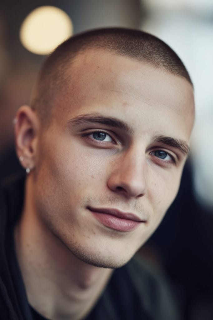 Buzz Cut No Guard: What to Expect Before You Shave 13 Buzz cut for Big foreheads 11 Buzz Cut No Guard: What to Expect Before You Shave