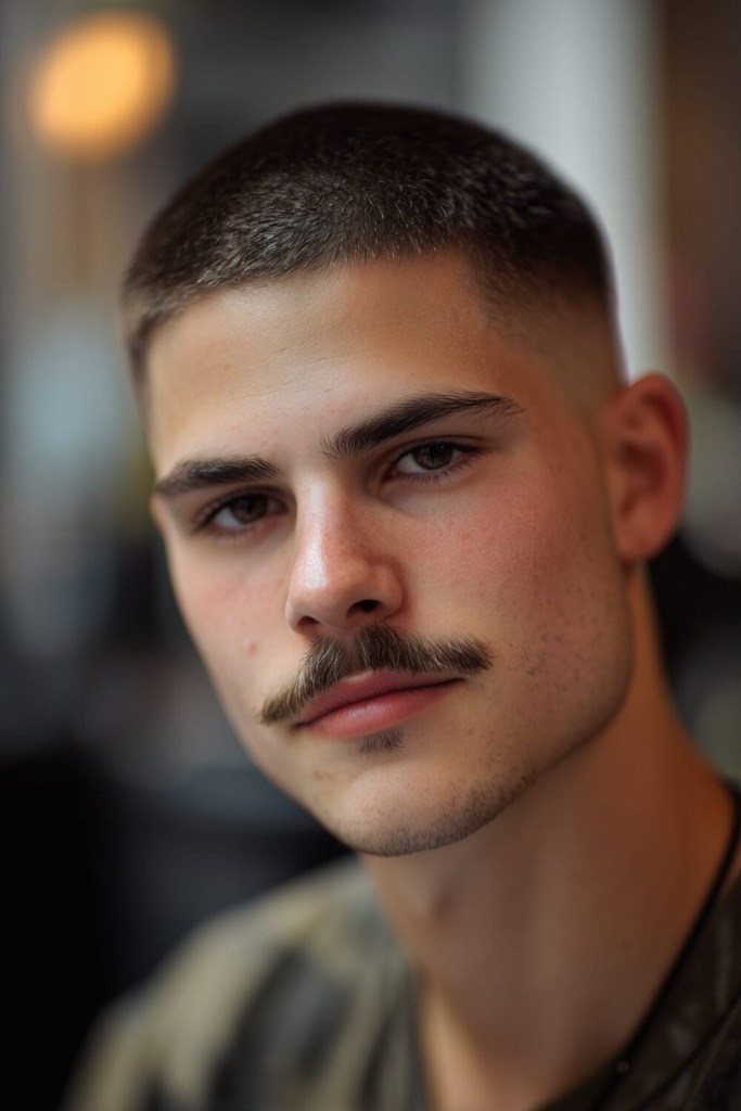 Number 3 Buzz Cut: Clean, Low-Maintenance Style Guide 5 Buzz Cuts with Mustaches 9 Number 3 Buzz Cut: Clean, Low-Maintenance Style Guide